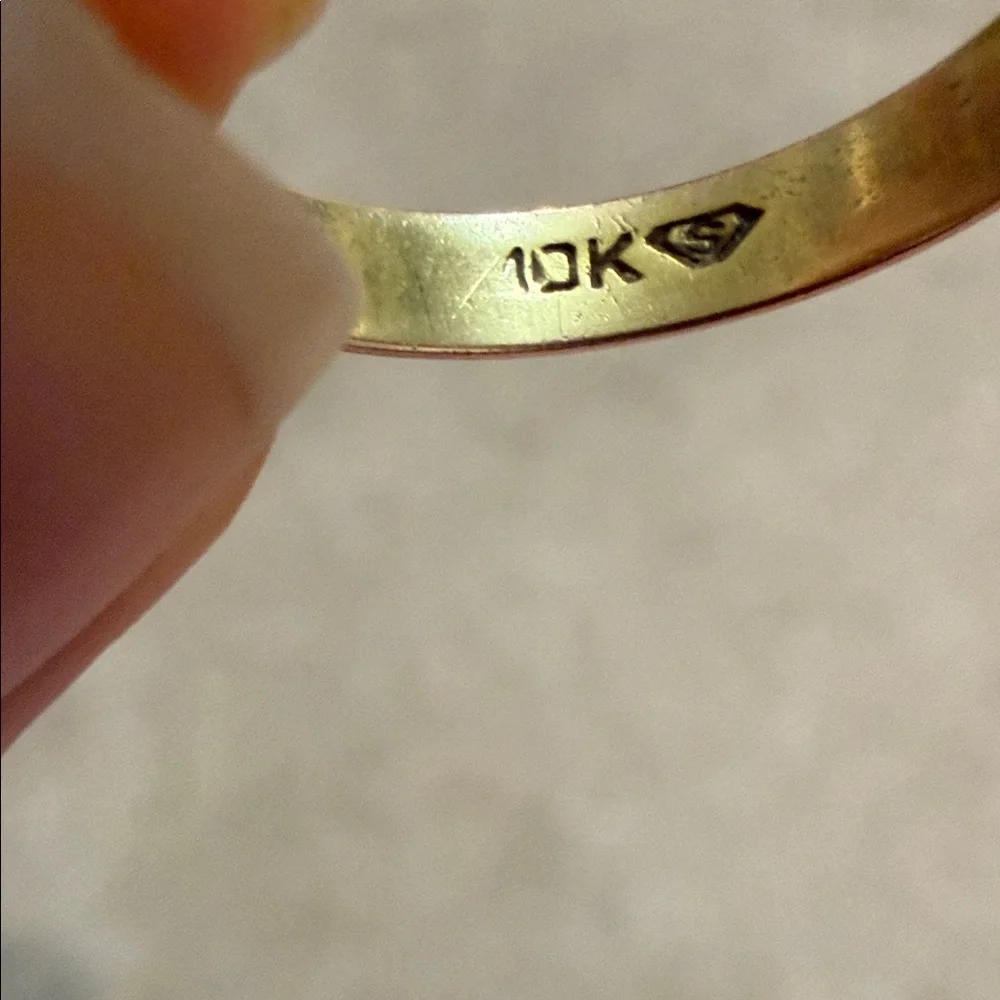 10 k vintage white gold and yellow gold wedding band - Picture 4 of 4